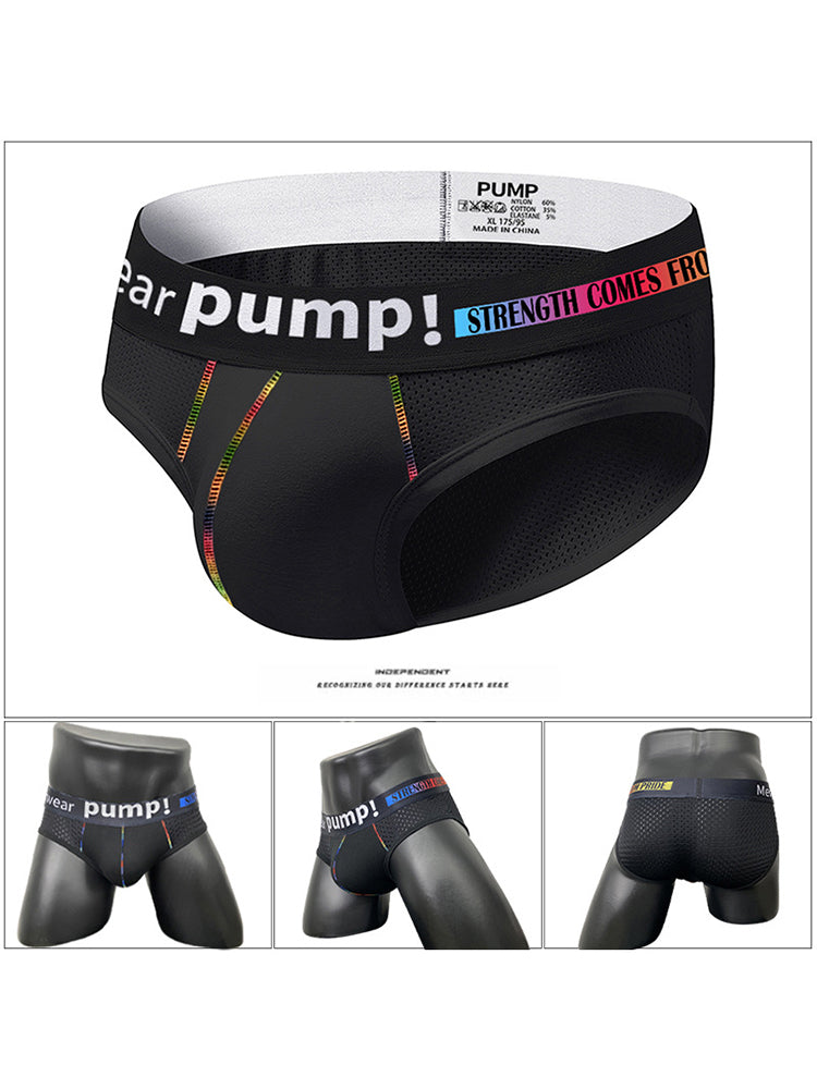 ORLVS UNDERWEARMen's Mesh Briefs With Colorful Spliced Lines| GAY UNDERWEAR