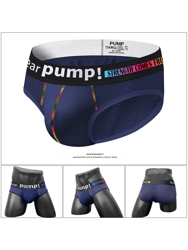 ORLVS UNDERWEARMen's Mesh Briefs With Colorful Spliced Lines| GAY UNDERWEAR