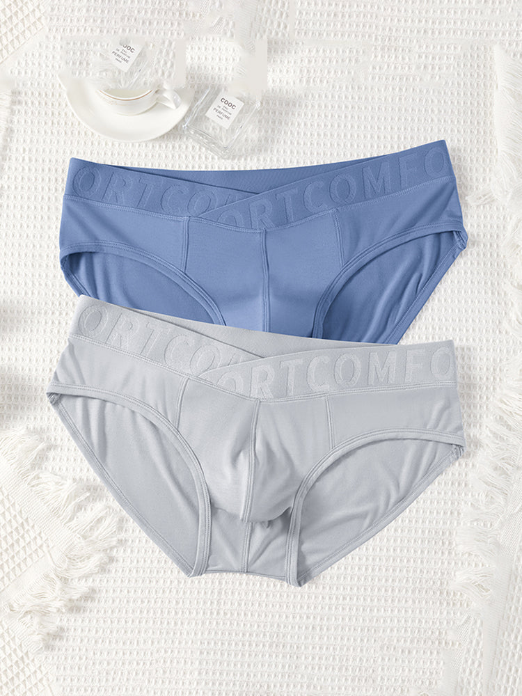 Orlvs-underwear-2 Pack Men's Bamboo Fiber U-Pouch Mid Rise V-Cut Briefs-gay-underwear