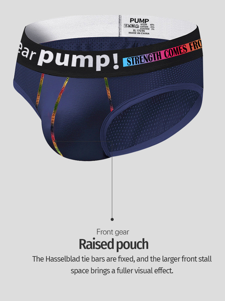 ORLVS UNDERWEARMen's Mesh Briefs With Colorful Spliced Lines| GAY UNDERWEAR