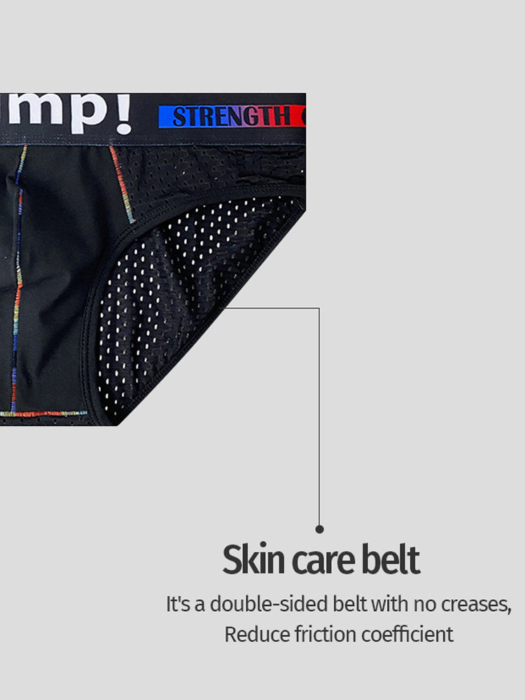 ORLVS UNDERWEARMen's Mesh Briefs With Colorful Spliced Lines| GAY UNDERWEAR