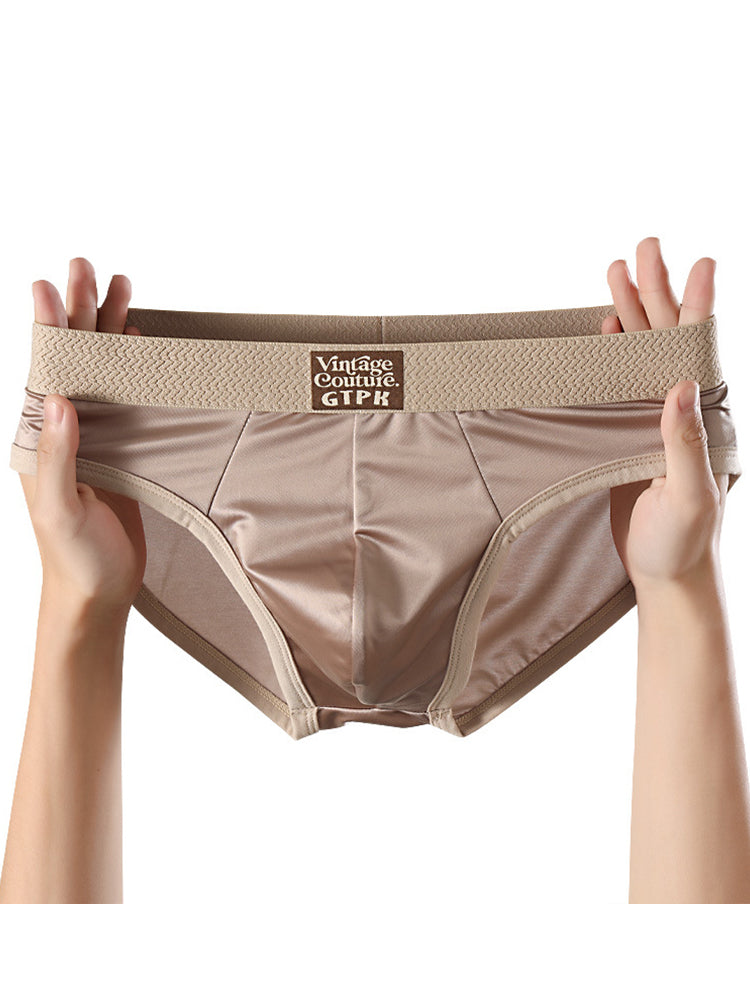 ORLVS Men's 5-Pack Satin Briefs with 3D Mesh Pouch and Embossed Waistband