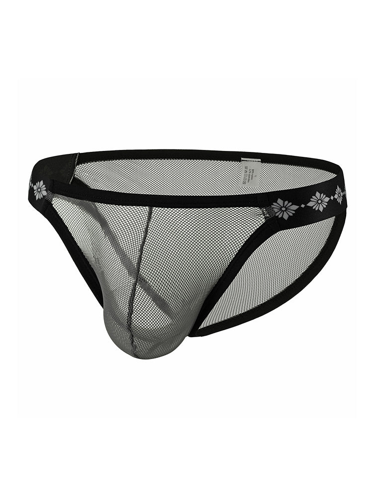ORLVS Men's 3-Pack Low-Rise Sheer Mesh Bikini Underwear with Large Pouch