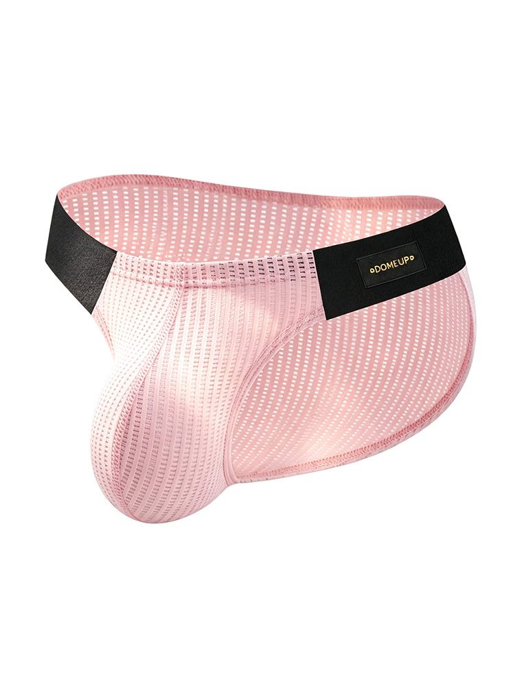 ORLVS Men's Striped Pouch Briefs with Glossy Finish and U-Shaped Design