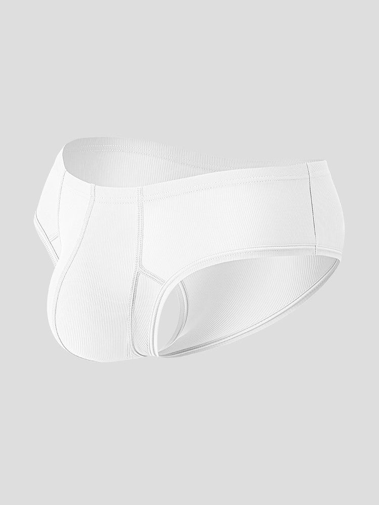 ORLVS Men's 3-Pack Half Coverage Briefs with Ribbed Texture and Large Pouch