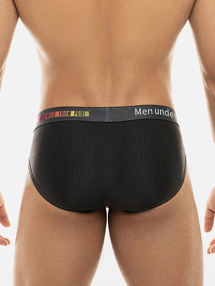 ORLVS UNDERWEARMen's Mesh Briefs With Colorful Spliced Lines| GAY UNDERWEAR
