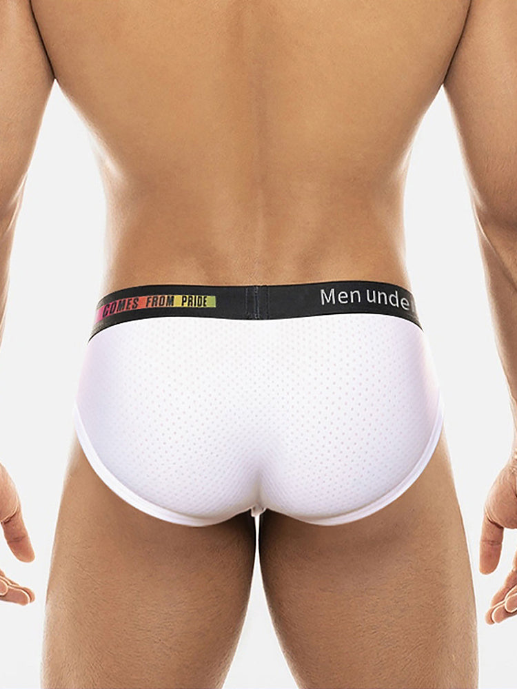 ORLVS UNDERWEARMen's Mesh Briefs With Colorful Spliced Lines| GAY UNDERWEAR