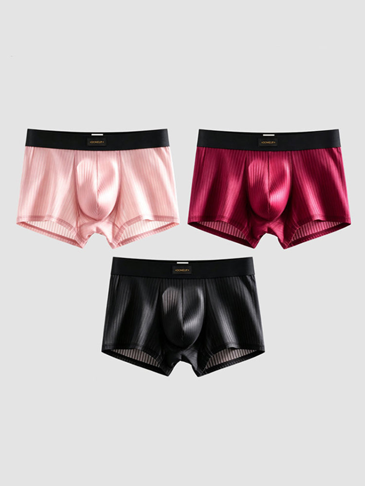 ORLVS Men's Striped Trunks with U-Pouch and Mid-Rise