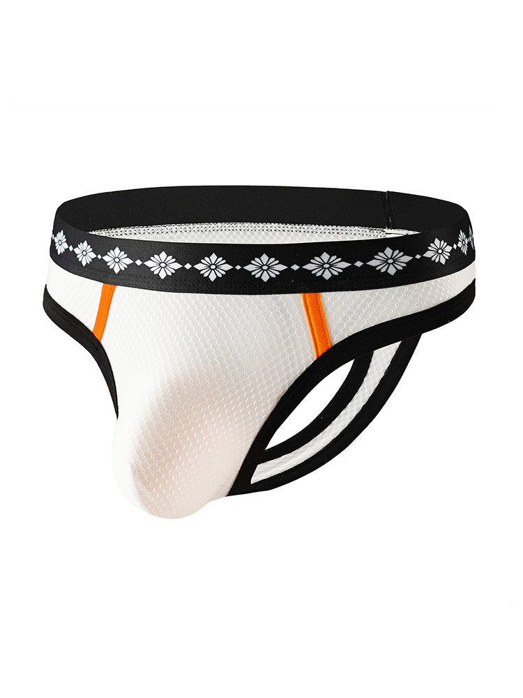 ORLVS Men's 3-Pack Low Rise Mesh Thongs with Contrast Waistband