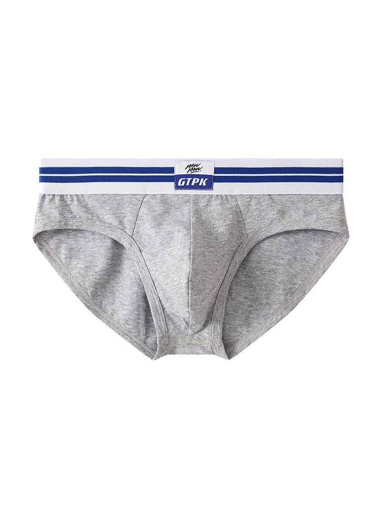 ORLVS Men's 5-Pack Combed Cotton Briefs with Mesh Pouch and Wide Printed Waistband