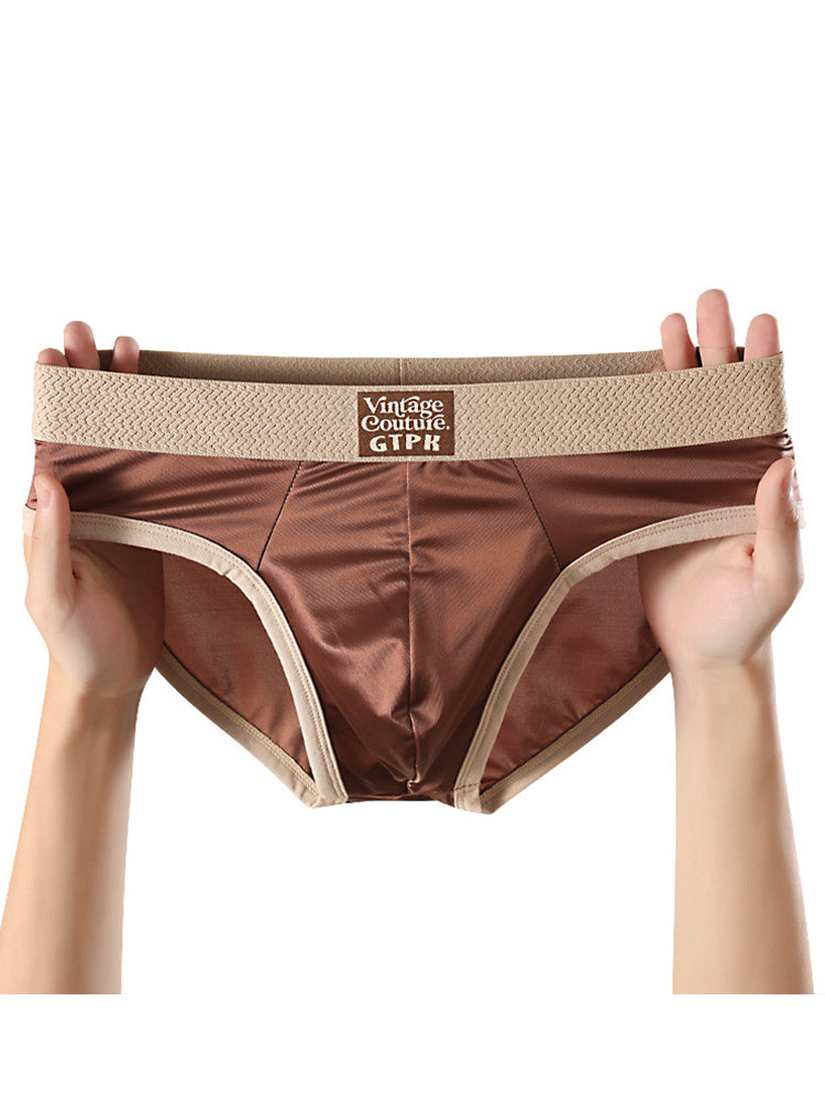 ORLVS Men's 5-Pack Satin Briefs with 3D Mesh Pouch and Embossed Waistband