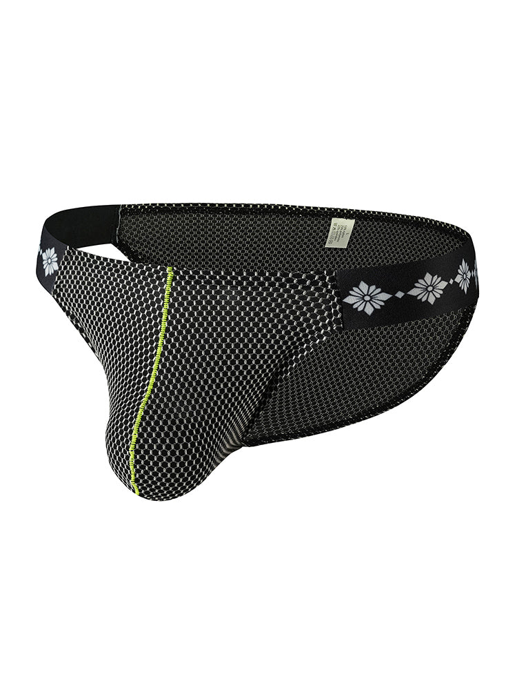 ORLVS Men's 3-Pack Low Rise Bikini Underwear with Mesh and Side-Printed Waistband