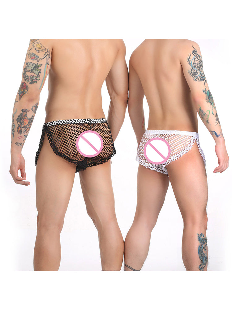 Orlvs-underwear-2 Pack Men's Mesh Breathable Button Side Opening Trunks-gay-underwear