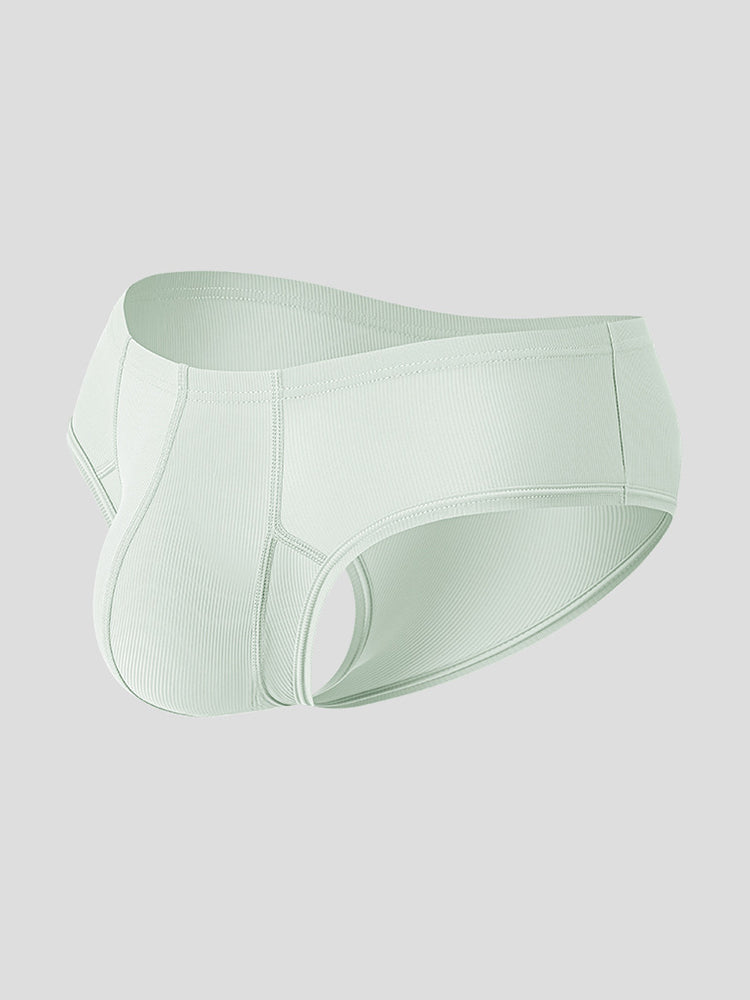 ORLVS Men's 3-Pack Half Coverage Briefs with Ribbed Texture and Large Pouch