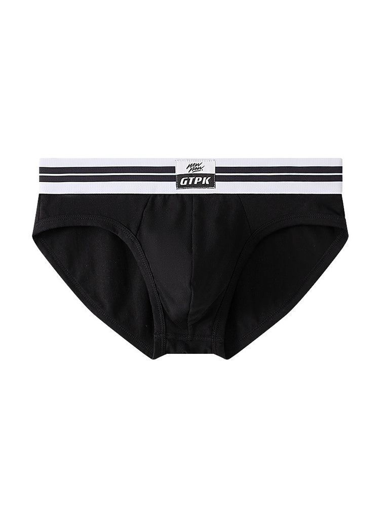 ORLVS Men's 5-Pack Combed Cotton Briefs with Mesh Pouch and Wide Printed Waistband
