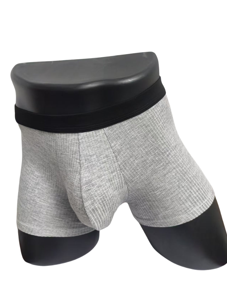 Orlvs-underwear-3 Pack Men's Double Layer Modal Large Pouch Solid Breathable Trunks-gay-underwear