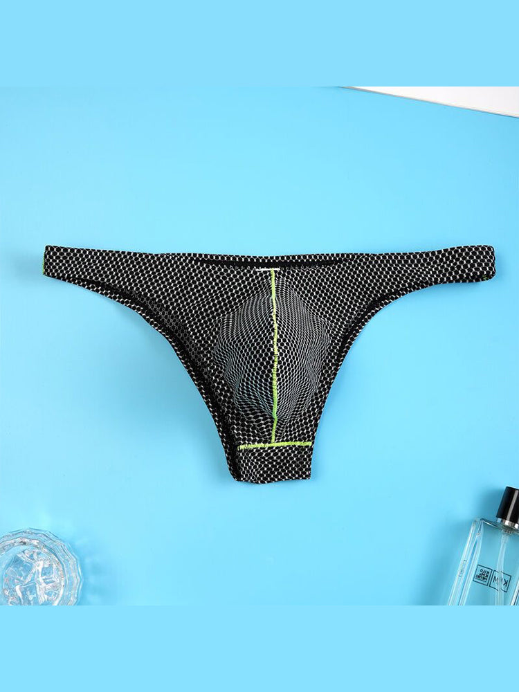 ORLVS Men's 3-Pack Low Rise Thongs with Mesh Body