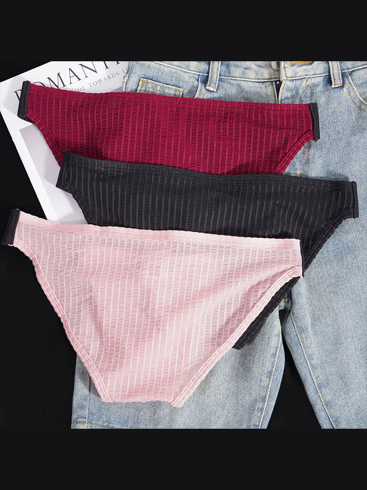 ORLVS Men's Striped Pouch Briefs with Glossy Finish and U-Shaped Design