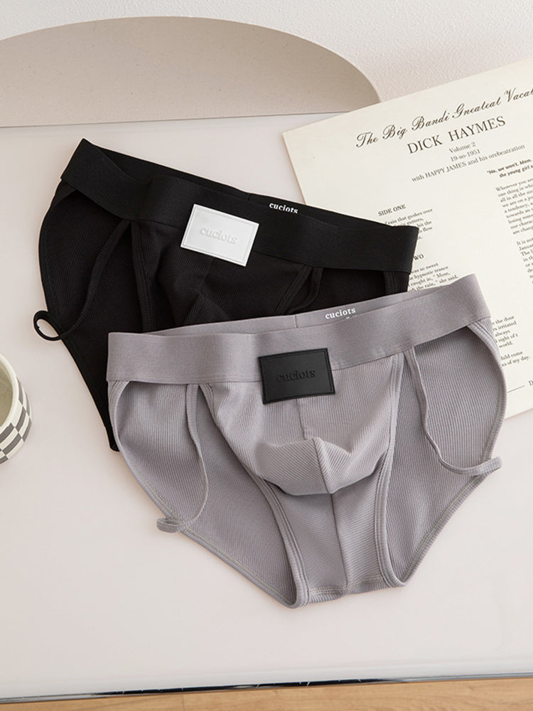 ORLVS Men's 2-Pack High Cut Cotton Briefs with 3D Pouch