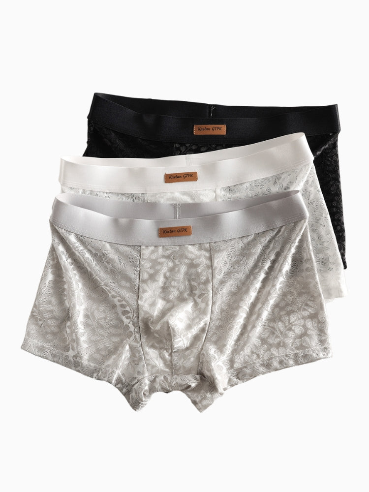ORLVS Men's 5-Pack Lace Print Trunks with Large Pouch and Mid-Rise Cut