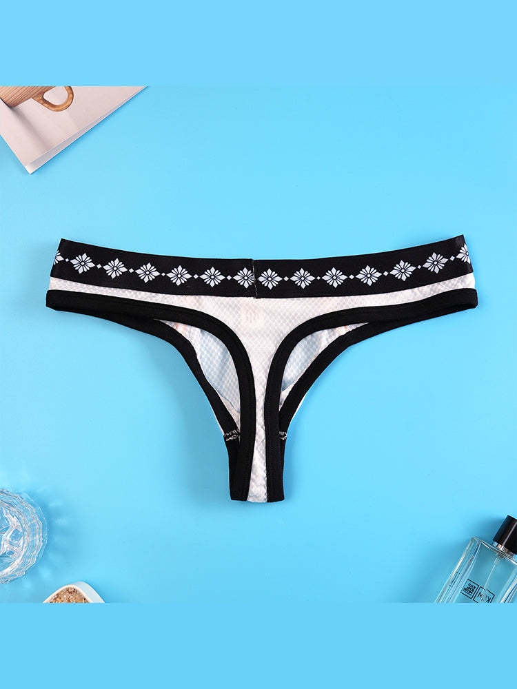 ORLVS Men's 3-Pack Low Rise Mesh Thongs with Contrast Waistband