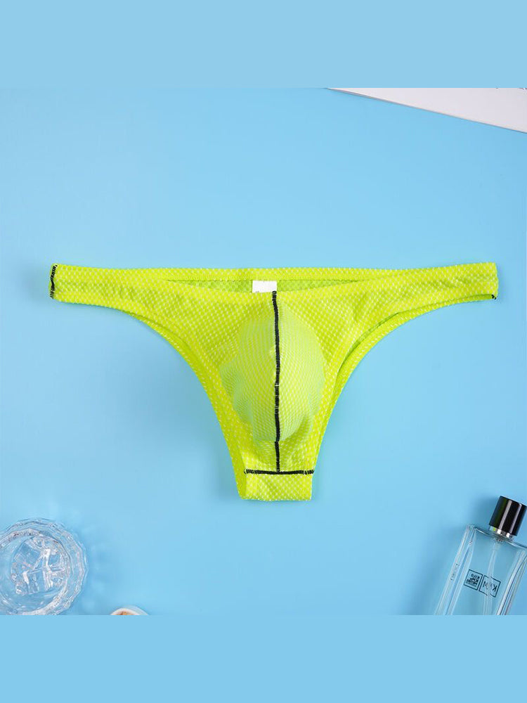 ORLVS Men's 3-Pack Low Rise Thongs with Mesh Body