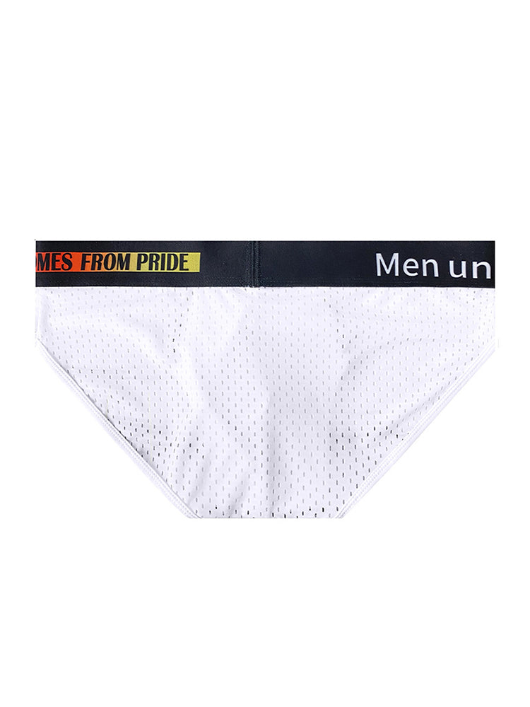 ORLVS UNDERWEARMen's Mesh Briefs With Colorful Spliced Lines| GAY UNDERWEAR