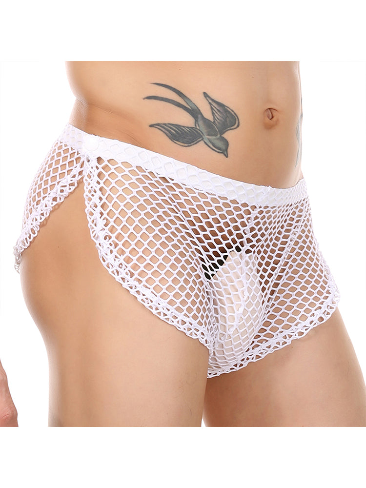 Orlvs-underwear-2 Pack Men's Mesh Breathable Button Side Opening Trunks-gay-underwear