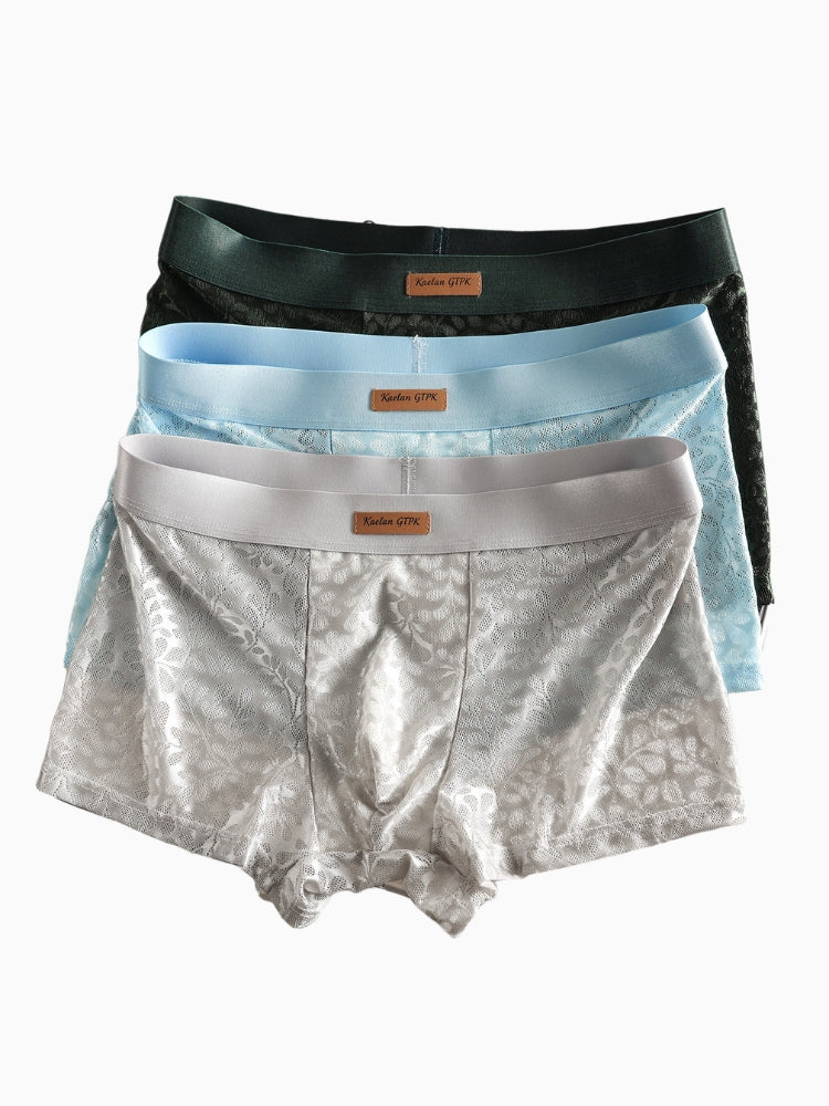 ORLVS Men's 5-Pack Lace Print Trunks with Large Pouch and Mid-Rise Cut