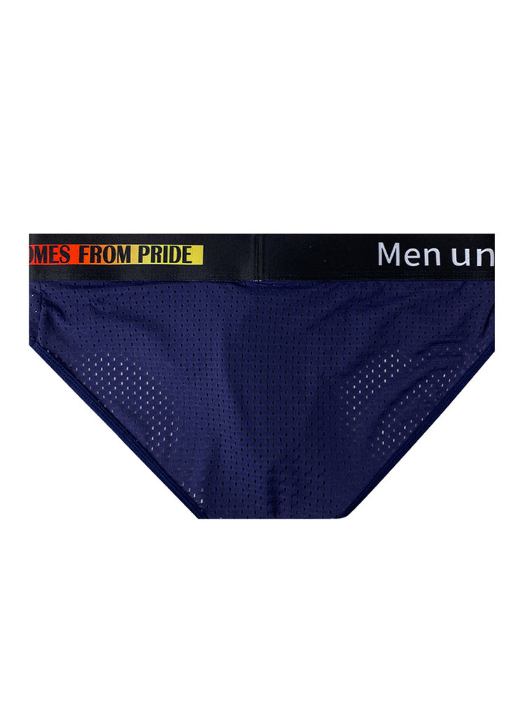 ORLVS UNDERWEARMen's Mesh Briefs With Colorful Spliced Lines| GAY UNDERWEAR