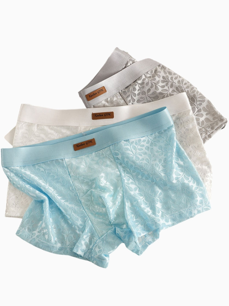 ORLVS Men's 5-Pack Lace Print Trunks with Large Pouch and Mid-Rise Cut