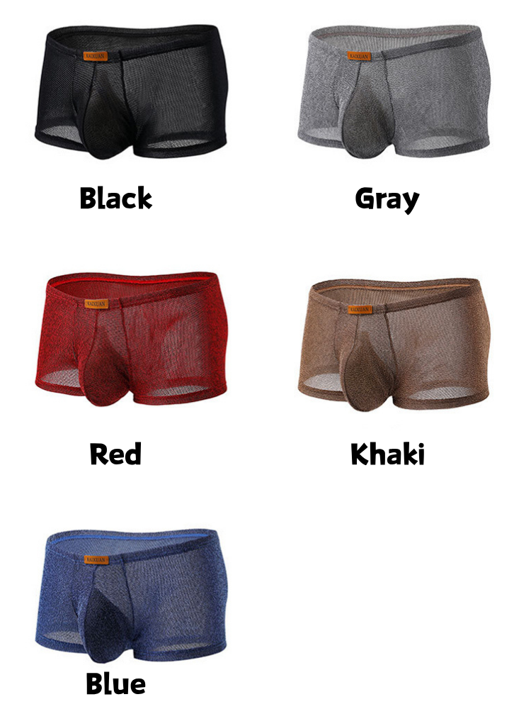 ORLVS Men's 3-Pack Separate Pouch Trunks with Scale Pattern and Mesh