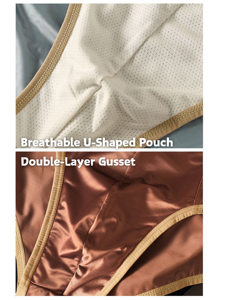 ORLVS Men's 5-Pack Satin Pouch Briefs with U-Shaped Design