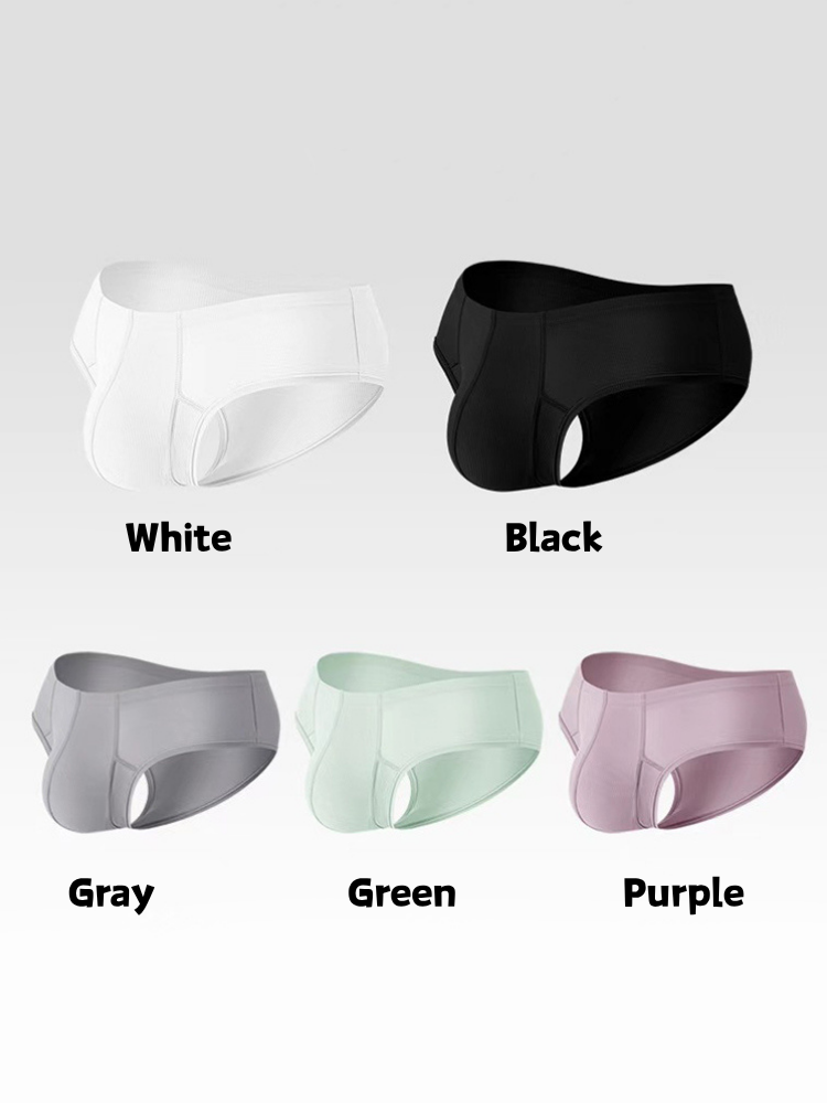 ORLVS Men's 3-Pack Half Coverage Briefs with Ribbed Texture and Large Pouch