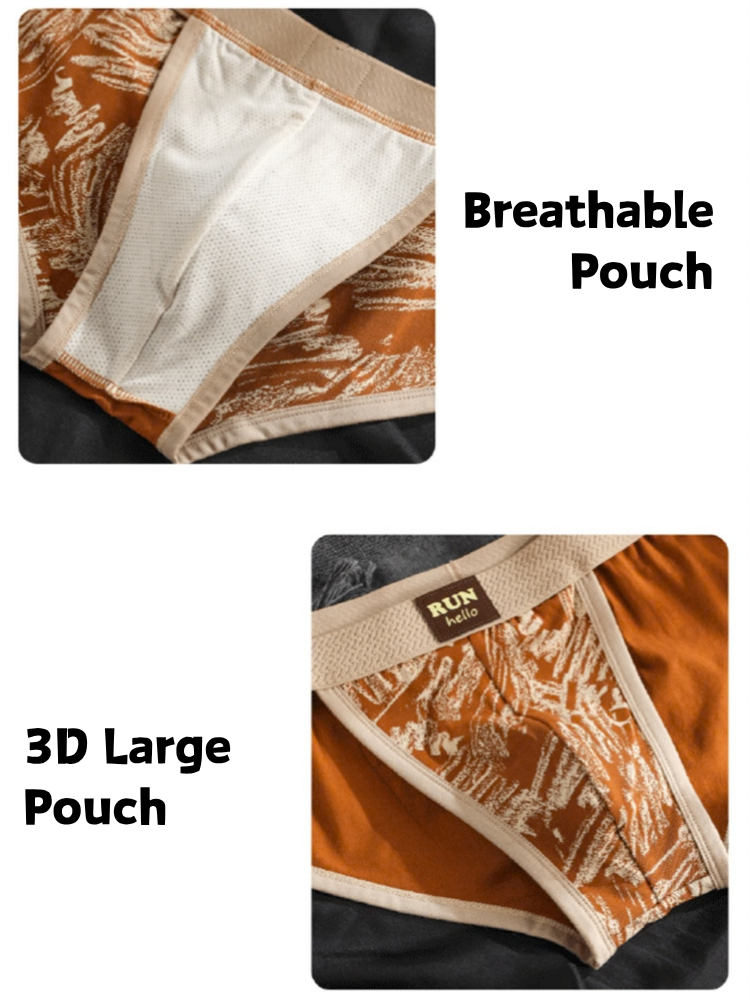 ORLVS Men's 5-Pack High Cut Briefs with 3D Pouch and Print