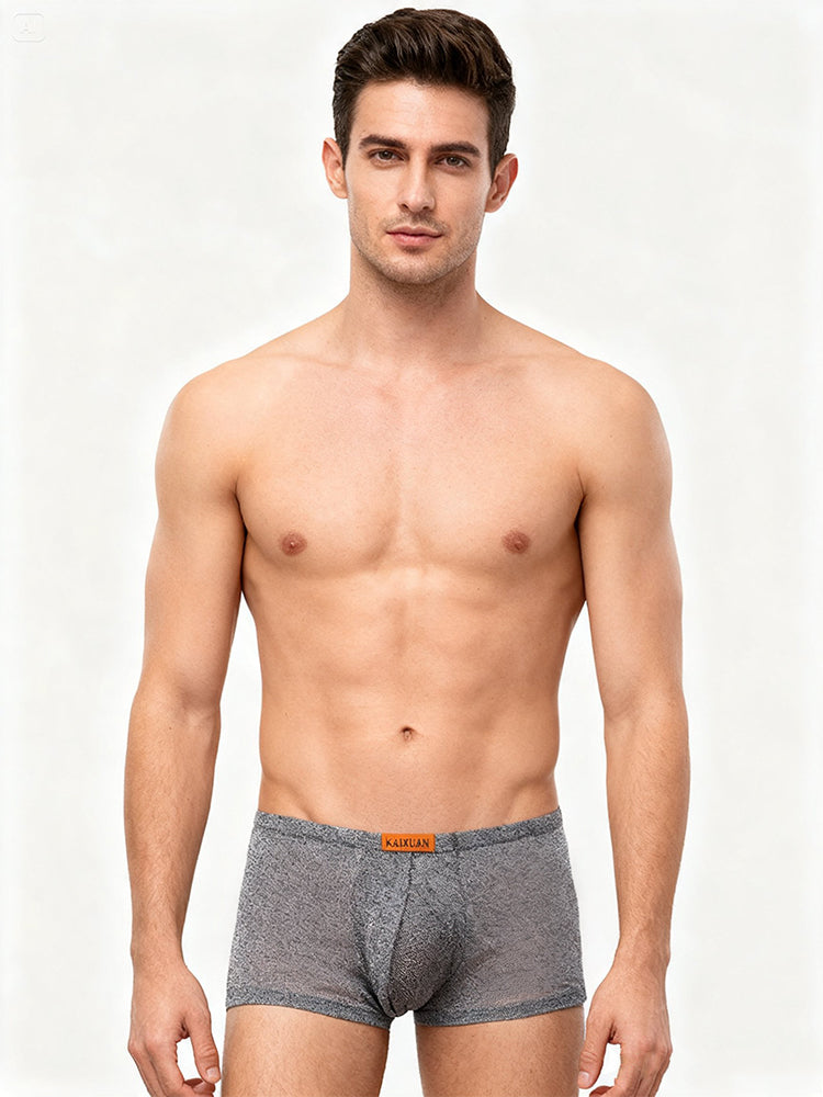 ORLVS Men's 3-Pack Separate Pouch Trunks with Scale Pattern and Mesh