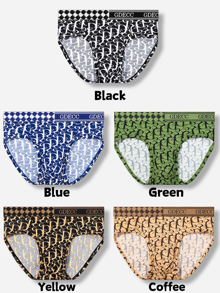 Orlvs-underwear-4 Pack Men's Print Ice Silk Cool Fashion Eye-Catching Briefs-gay-underwear