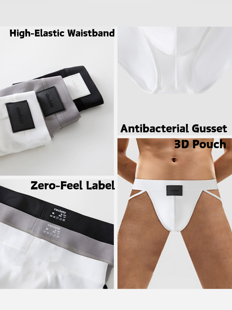 ORLVS Men's 2-Pack High Cut Cotton Briefs with 3D Pouch