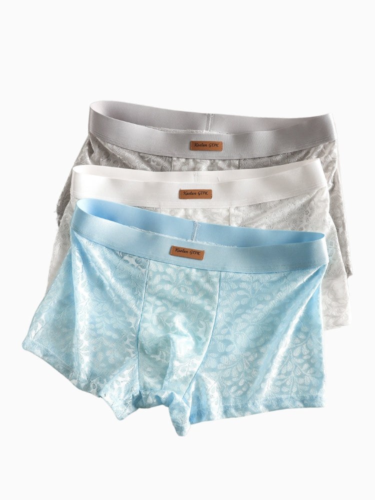 ORLVS Men's 5-Pack Lace Print Trunks with Large Pouch and Mid-Rise Cut
