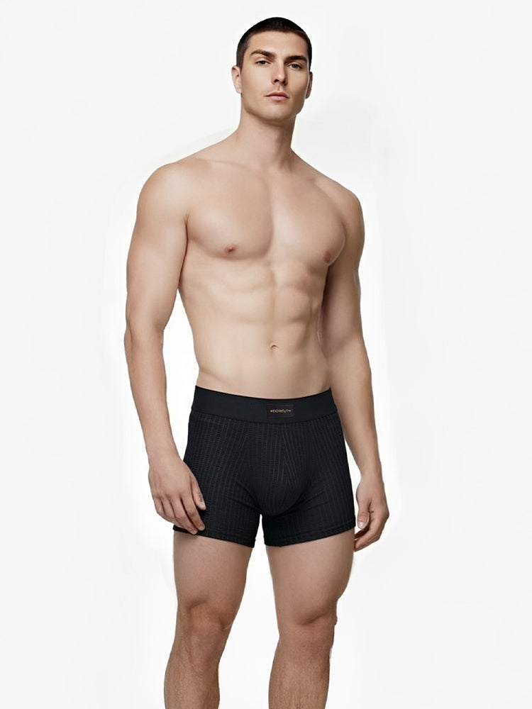 ORLVS Men's Striped Trunks with U-Pouch and Mid-Rise
