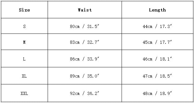 size chart of Men's Assless PU Leather Short Chaps - ORLVS.com - gay costumes. men role play outfits. gay party costumes and gay rave outfits