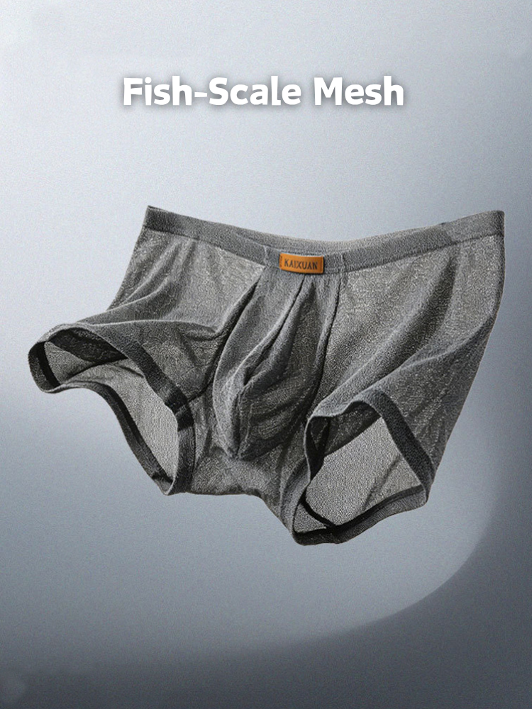 ORLVS Men's 3-Pack Separate Pouch Trunks with Scale Pattern and Mesh