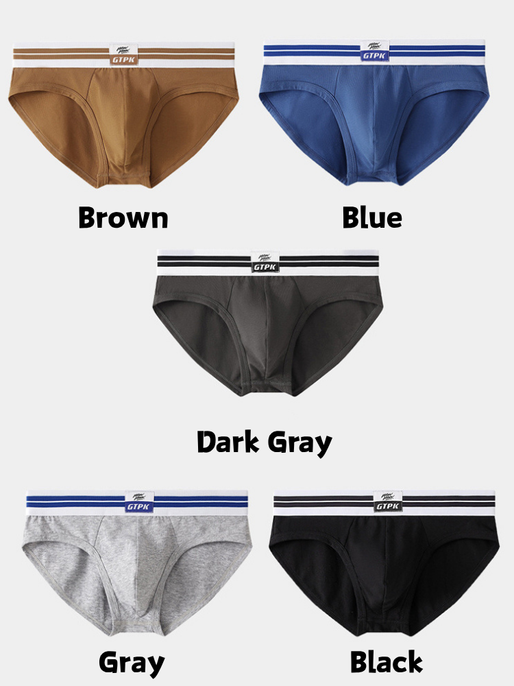 ORLVS Men's 5-Pack Combed Cotton Briefs with Mesh Pouch and Wide Printed Waistband