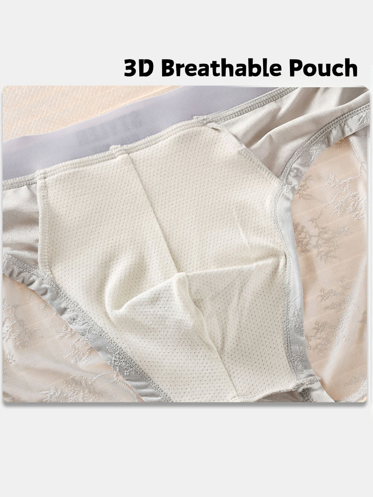 ORLVS Men's 4-Pack Embossed Briefs with Satin Finish and Mesh Pouch