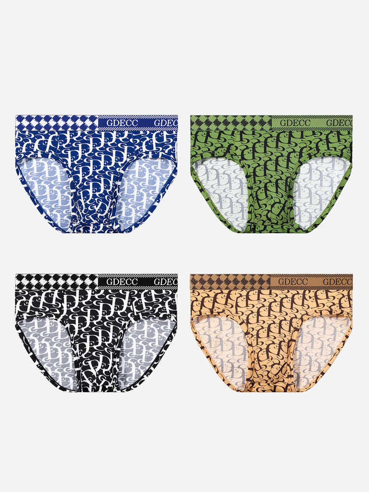 Orlvs-underwear-4 Pack Men's Print Ice Silk Cool Fashion Eye-Catching Briefs-gay-underwear