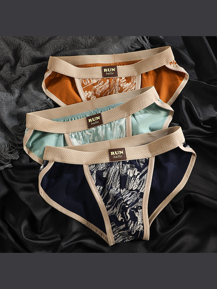 ORLVS Men's 5-Pack High Cut Briefs with 3D Pouch and Print