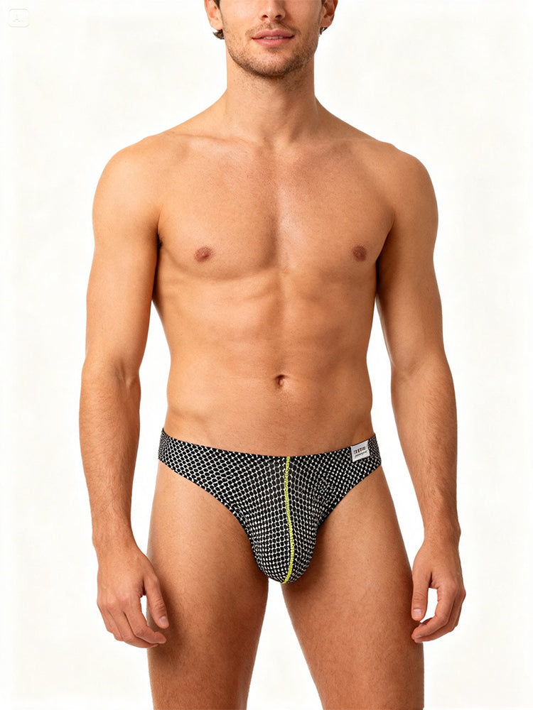 ORLVS Men's 3-Pack Low Rise Thongs with Mesh Body