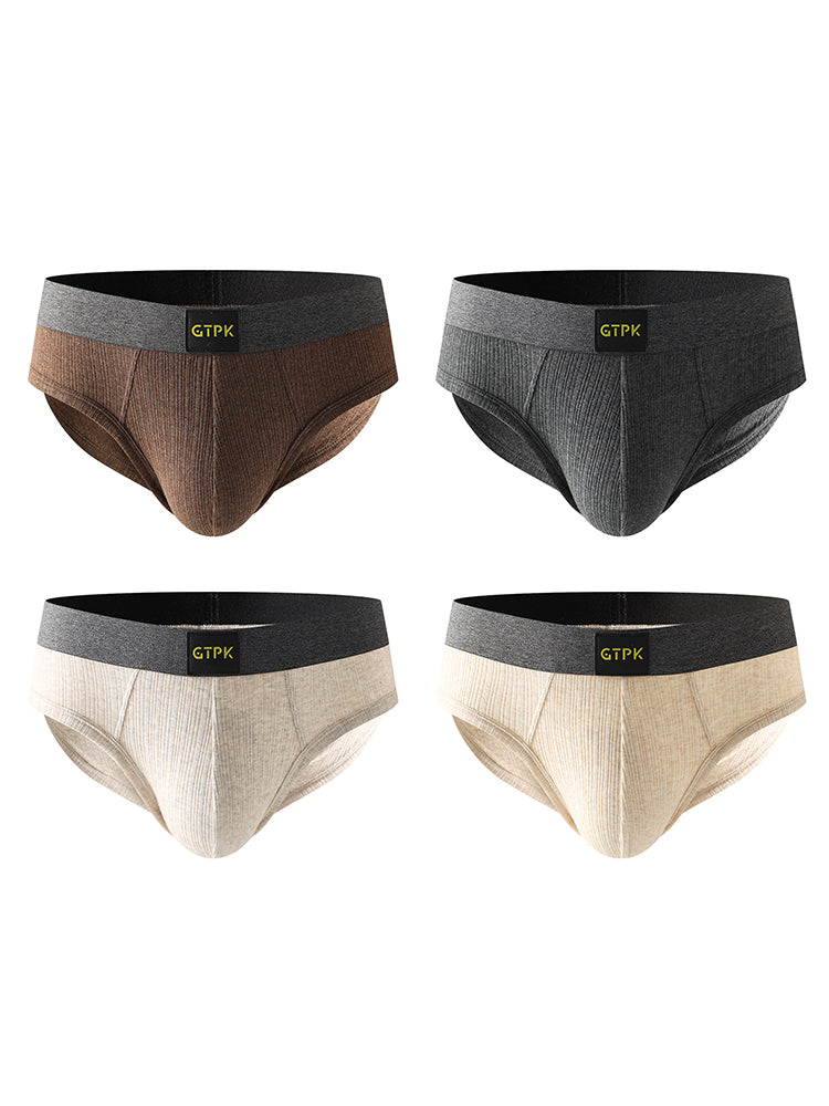 ORLVS Men's 4-Pack Cotton Mesh Pouch Briefs with Wide Waistband