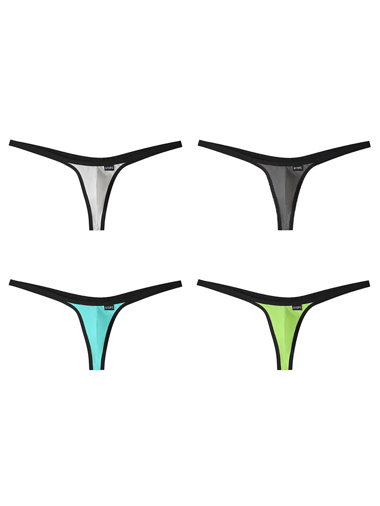 ORLVS Men's 4-Pack Contoured Pouch Thongs in Low-Rise Polyamide Blend