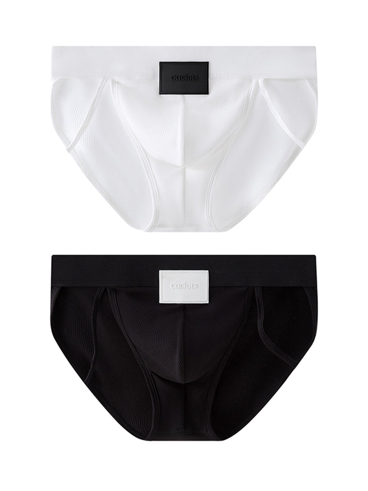 ORLVS Men's 2-Pack High Cut Cotton Briefs with 3D Pouch